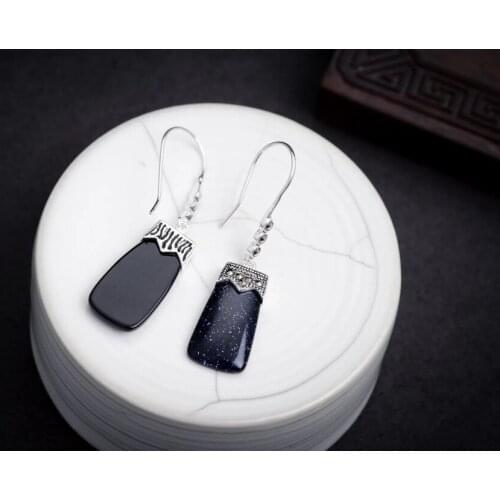 Ladys HOT SELL Fashion 925 Blue stone hook Earrings Brincos Ohrringe Sterling Jewelry Earringgirl Wedding Party, Luxury Dubai