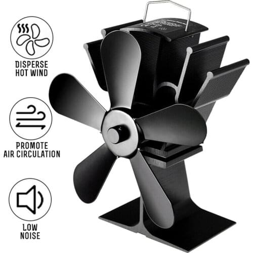 Aluminum Alloy Stove Fan Blade Heat Powered 5 -blade Stove Fan Blade Winter Wood Log Burning Heat Distribution Stove Fan Blade