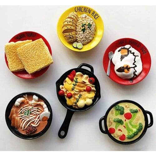 Malaysia Sand Surface Omelet Hainan Chicken Rice 3D Fridge Magnets Tourism Souvenirs Refrigerator Magnetic Stickers Gift