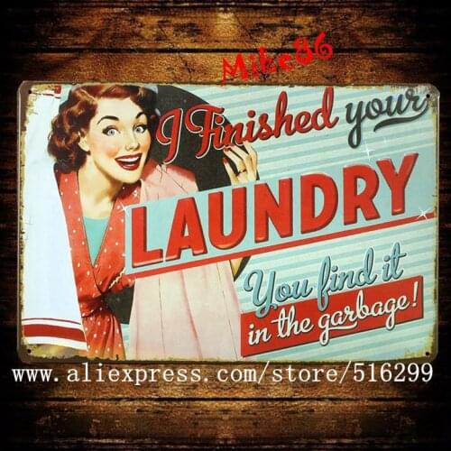 [ Mike86 ] LAUNDRY Wall art Plaque Retro Bar House Home Decoration Vintage 20*30 CM Mix Items B-253