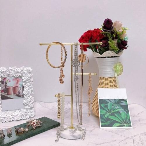 Marble Jewelry Rack Creative Electroplated Iron Storage Bedroom Dressing Room Decoration Rack Finishing Rack