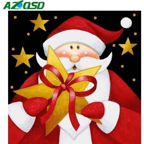 AZQSD Diamond Painting Santa Claus Full Square Drill Handmade Craft Diamond Embroidery Cartoon Cross Stitch Kits Home Decor