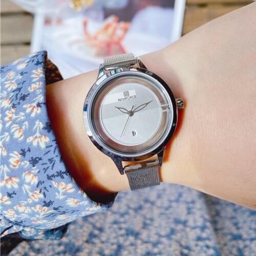 NAVIFORCE Women New Watches Luxury Brand Ladies Quartz Watch Stainless Steel Mesh Strap Casual Bracelet Wristwatches Reloj Mujer
