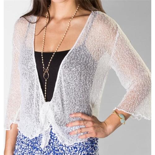 New Summer Solid Lace Chiffon Shirts Capes Women Short Sleeve Shrug Open Front Bolero Tops Cardigan Elegant Shirts