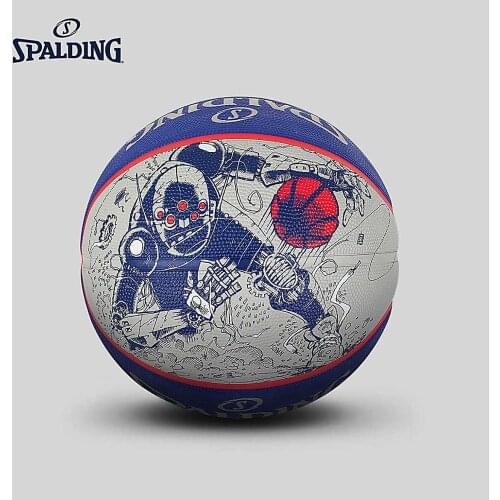 ORIGINAL SPALDING outdoor robot sketch basketball official size 7 rubber mens match ball basketbol 83-677y