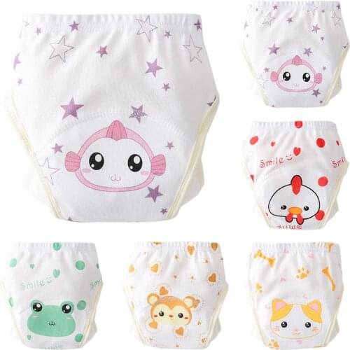 Cartoon Baby Nappies Diaper Reusable Washable Cloth Diaper Panties Cotton Baby Training PantsInfant Boy Girl Nappies Underwear