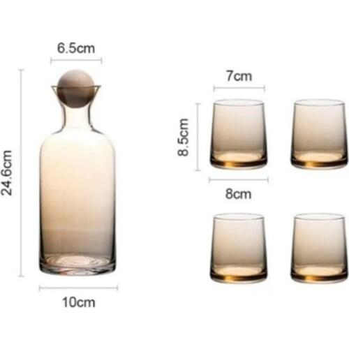 Simple Glass Cold Water Kettle And Cup Set Home Drink Pot Juice Glass Bottle With Wooden Ball Lid Water Cup Household Drinkware