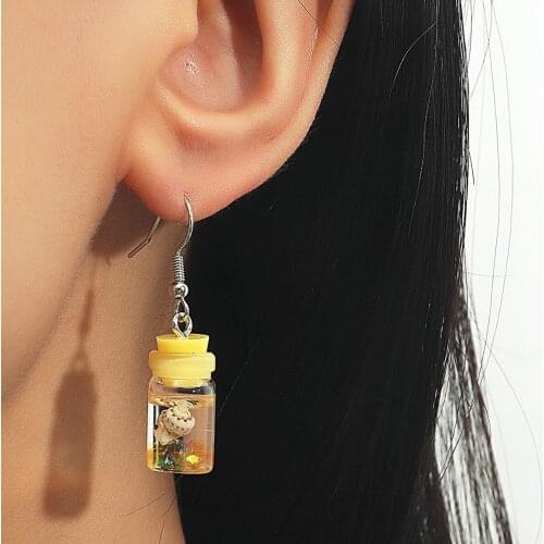Transparent Shell Bottle Earrings Personality Cute Fun Earrings Funny Creative Resin Jewelry Female Jewelry Gifts