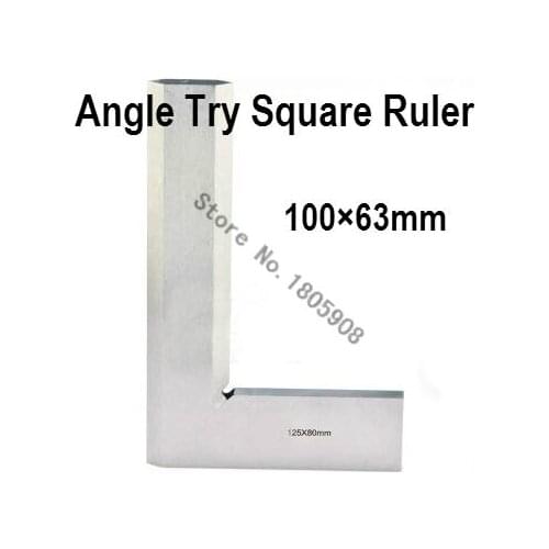 Stainless Steel 1PCS 100 x 63mm Bladed 90 Degree Angle Try Square Ruler Free shipping