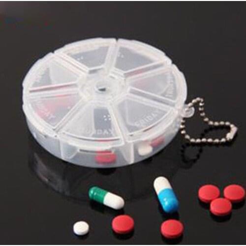 Empty Pill Case 7 Slot Weekly Medicine Organizer Round Container Travel Capsule Health Pills Drug Plastic Box Splitter Case 1PCS