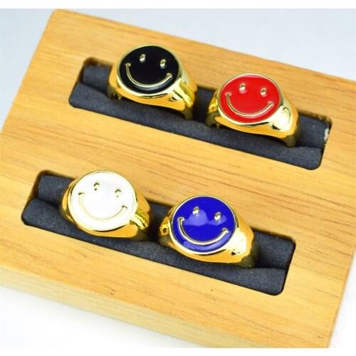 Ladies smile adjustable ring simple dripping smiley face ring ladies spring direct sale exquisite lucky jewelry ring