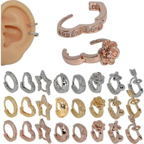 1PC Zircon Ear Clip Tragus Cartilage Helix Earring Stainless Steel Barbell With Cz Hoop Cartilage Helix Daith Rook Lobe Earring