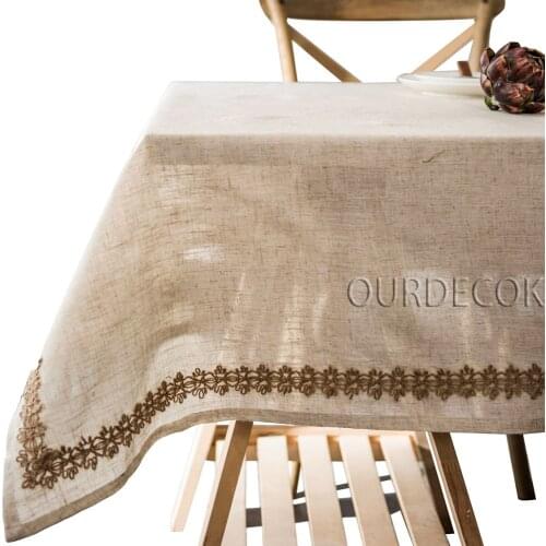 American Polyester linen Twine lace Tablecloth Stitching Table Cloth Piano Cover Wedding Table Decoration