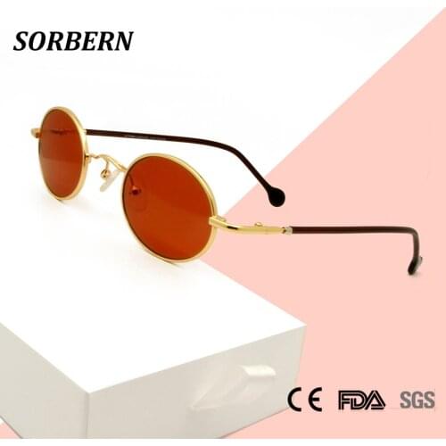 SORBERN New Arrival Fashion Sun Glasses Women Men Small Round Vintage Metal Sunglasses UV400 Protection Unisex Oculos De Sol