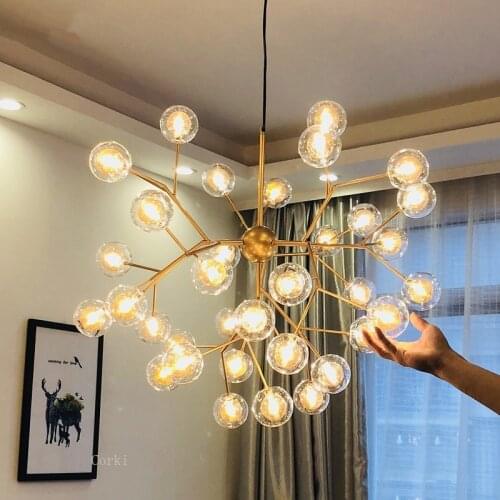 Modern LED Chandeliers For Dining room Kitchen hanging lamp stair luxury chandelier Firefly Glass round Ball Lighting Fixtures