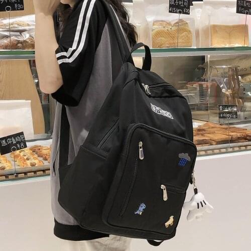 Girl Student Kawaii Backpack Embroidery Female Book School Bag Women Nylon Waterproof Cute Backpack Fashion Lady College Bag New