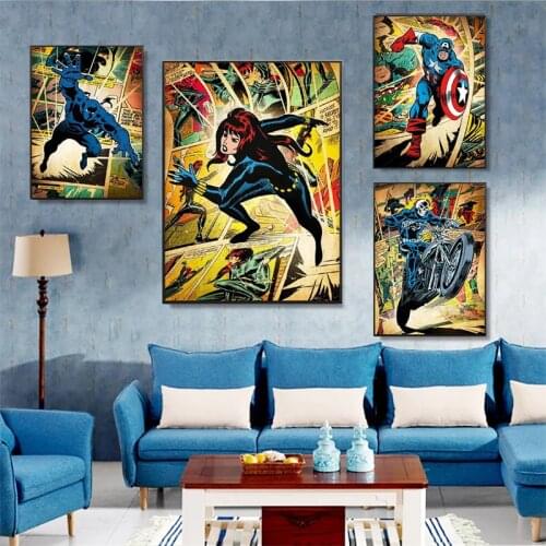 Vintage Marvel Avengers Superhero Canvas Art Painting Poster and Print Wall Art Picture for Living Room Cuadros Home Decoration