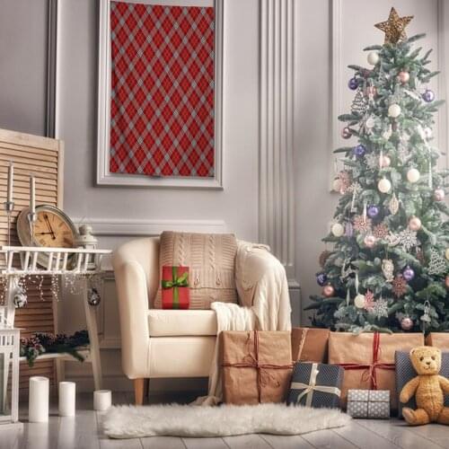 Tapestry Vintage Diagonal Check Pattern Geometric Lines Christmas Theme Art Printed Red White