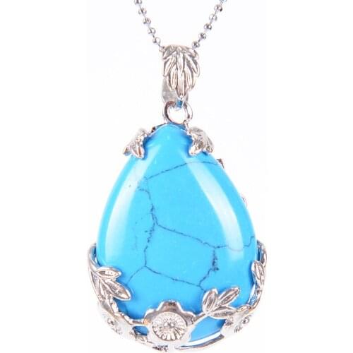 Jewelry Shopping Online Women Natural Pink Quartz Stone Necklace & Pendant Tear Water Drop Love Reiki Bead Ketting D755-D772