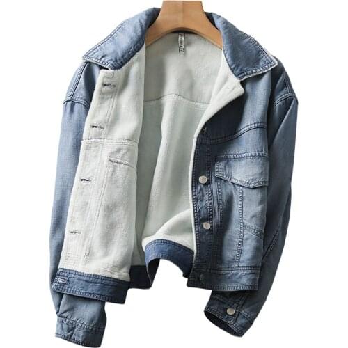 Fad New Autumn Winter Loose Slim Velvet Denim Jacket Women Versatile Casual Thickened Warm Short Coat Clothes Chaqueta Mujer