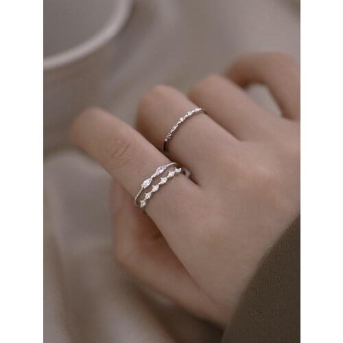 925 sterling silver jewelry with new double-layer tide temperament popular zircon retro ring for lover women gifts wholesale