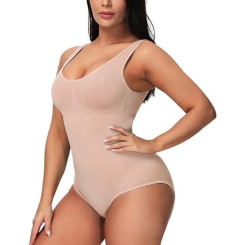 Ladies' Waist Training Tights Slim Full Body Shaper Underwear Seamless Round Neck Jumpsuit Abdomen Top