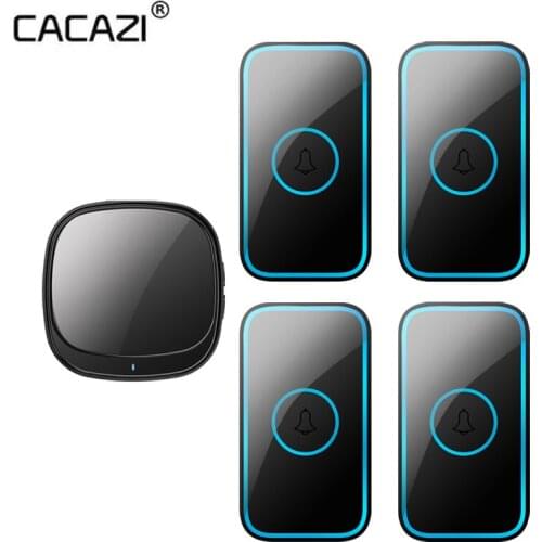 CACAZI USB Wireless Waterproof Doorbell 300M Range Intelligent Door Bell Chime 1 2 Button 3 4 5 Receiver 2021 Newest door bell