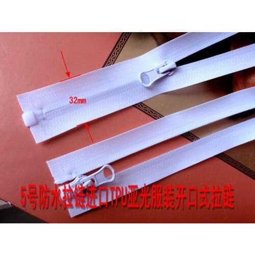 10pcs open-end 75cm white zip/size7# waterproof zippers/used for ski suit/waterproof jackets/garment accessories/patch clothes