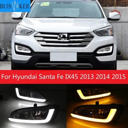 2pcs DRL For Hyundai Santa Fe IX45 2013 2014 2015 Driving Daytime Running Light fog lamp Relay LED Daylight style