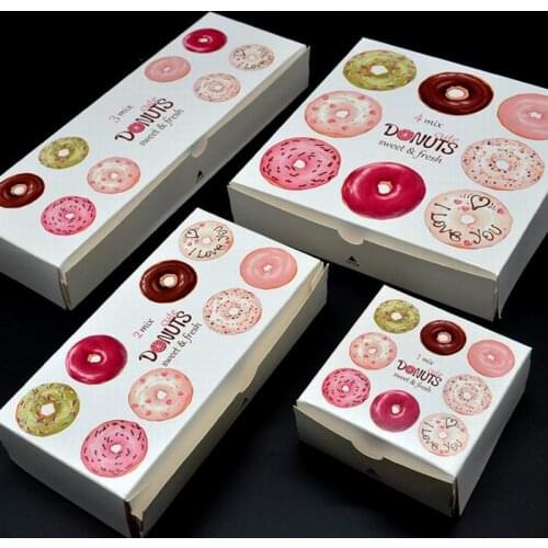 300 pieces New Brand 4 Size White Cardboard Donut Box Paper Doughnut Packaging Box Baking Pastry Packing Box