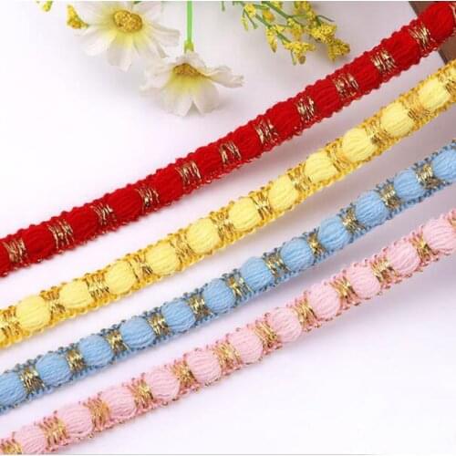 50Yards Gold Thread Wool Lace Ribbon Trim Embroidered Handmade Costume Dress Skirt Sewing Supplies Home Textile Accessorries