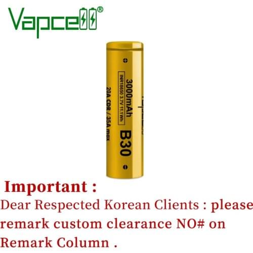 Vapcell INR 18650 B30 3000mah 20A/35A 3.7V Li Ion Battery Rechargeable Cell Performance Similar As 30Q For Flashlight Power Tool