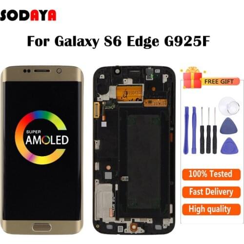 AMOLED For SAMSUNG Galaxy S6 Edge LCD Screen G925F LCD With Touch Screen Digitizer Assembly + Frame Free Shipping