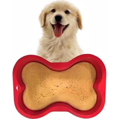 Non-stick Silicone Mold Dog Bone Shape Cake Pan For Puppy Dog Birthday Red Color DIY Baking Tool