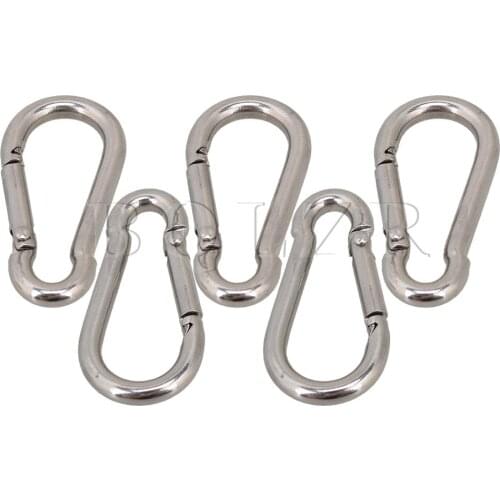 BQLZR 5pcs 304 Stainless Steel Spring Snap Quick Link Lock Ring Carabiner M4 40mm