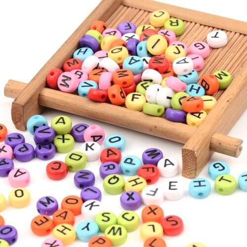 Mixed Letter Acrylic Beads Round Flat ABS Loose Spacer Beads For Jewelry Making Handmade Diy Bracelet Necklace Wholesale