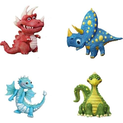 DIY Cookie Baking Mould Four Dinosaur Silicone Mold Candy Chocolate Fondant Molds Baby Birthday Cake Decorating Tools