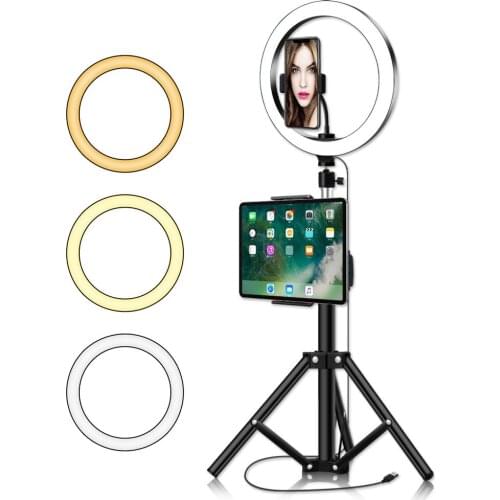 Photo Studio Selfie LED Ring Light with Mobile Phone Holder Tripods for Youtube Live Stream Makeup Live Mobile Holder Tripods