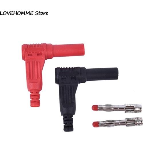 2pcs Male Right Angle Insulation Wire Solder Type DIY Banana Plug Connectors 4mm