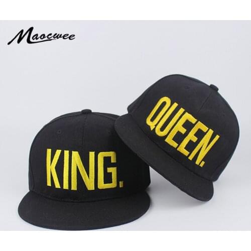 2 pcs Caps Fashion KING QUEEN Hip Hop Baseball Caps Embroider Letter Couples Lovers Adjustable Snapback Student Women Cadet Bone