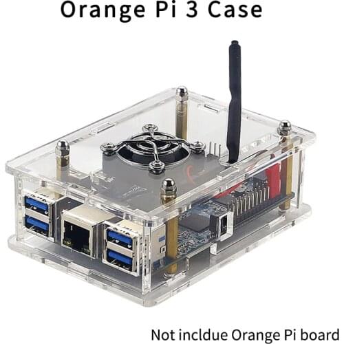 Orange Pi 3 Case Kit Acrylic case Clear Box Shell + Blue Light Cooling Fan + Fan Cover for Orange Pi 3