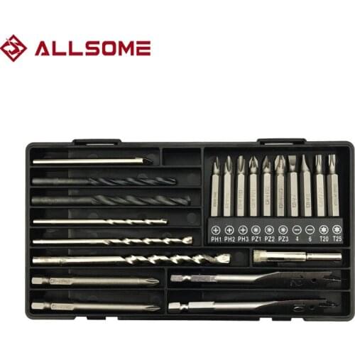 ALLSOME 21 Pcs Steel Drill Combinations With Contact Points Of Different Shapes Drill Electric Percussion Varieties Drill Bit