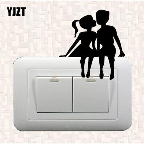 YJZT Kissing Couple Silhouette Light Switch Sticker Teen Girl Room Wall Stickers 8SS-2692