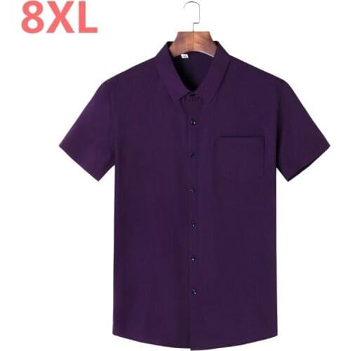 2020 NEW 8XL 6XL 5XL New Mens Shirt Brand Luxury Men Short Sleeves Dress Shirt Turn-down Collar Cardigan Shirt Men Clothes