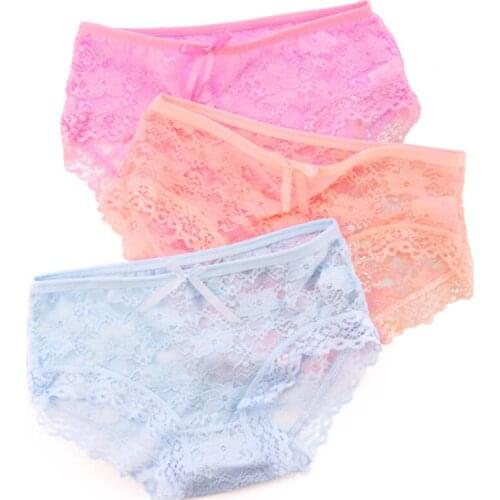 New Arrived 4Pcs/Lot Girl Panties Underwear Lace Briefs Cotton Lingerie Soft Comfortable Bowknot Cartoon Panty Wholesale B0171-4