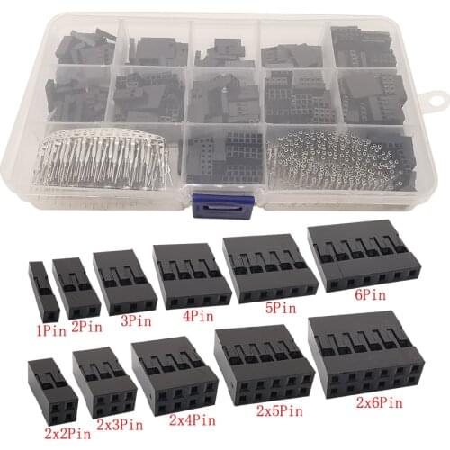 620Pcs/Lot 2.54mm Dupont Cable Jumper Wire Pin Header Housing Kit 2.54mm Dupont Male Crimp Pins+Female Pin Terminal Connector
