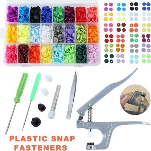 400 Set 20 Colors T5 Plastic Snap Fasteners Non-sew Buttons Pliers Screwdrivers With Storage Boxes For Sewing DIY Craft