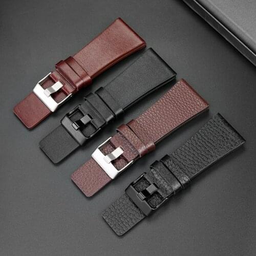 Large size leather watchband for d-iesel dz1405 large size leather watch strap p-olice B-ernies watch belt 30 32mm mens watch