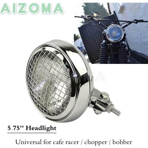 Cafe Racer 5.75'' Sealed Beam Headlight Mesh Grille Front Lights Unviersal For Harley Cruisers Yamaha BMW Kawasaki XS650 CB650