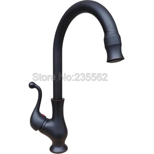 New Arrival Kitchen Basin Faucet Black Oil Rubbed Brass Single Handle Basin Mixer Sink Taps Swivel Spout lnf333